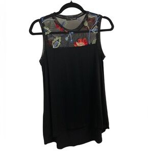 BLACK EMBROIDERED SLEEVELESS TOP SIZE S